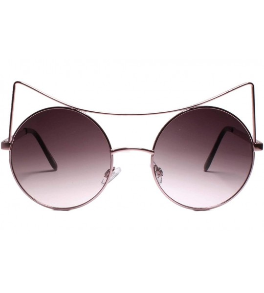 Round Elegant Chic Stylish Womens Round Cat Eye Sunglasses Wire Frames - Pink / Gray - CH18YYI53O0 $23.21