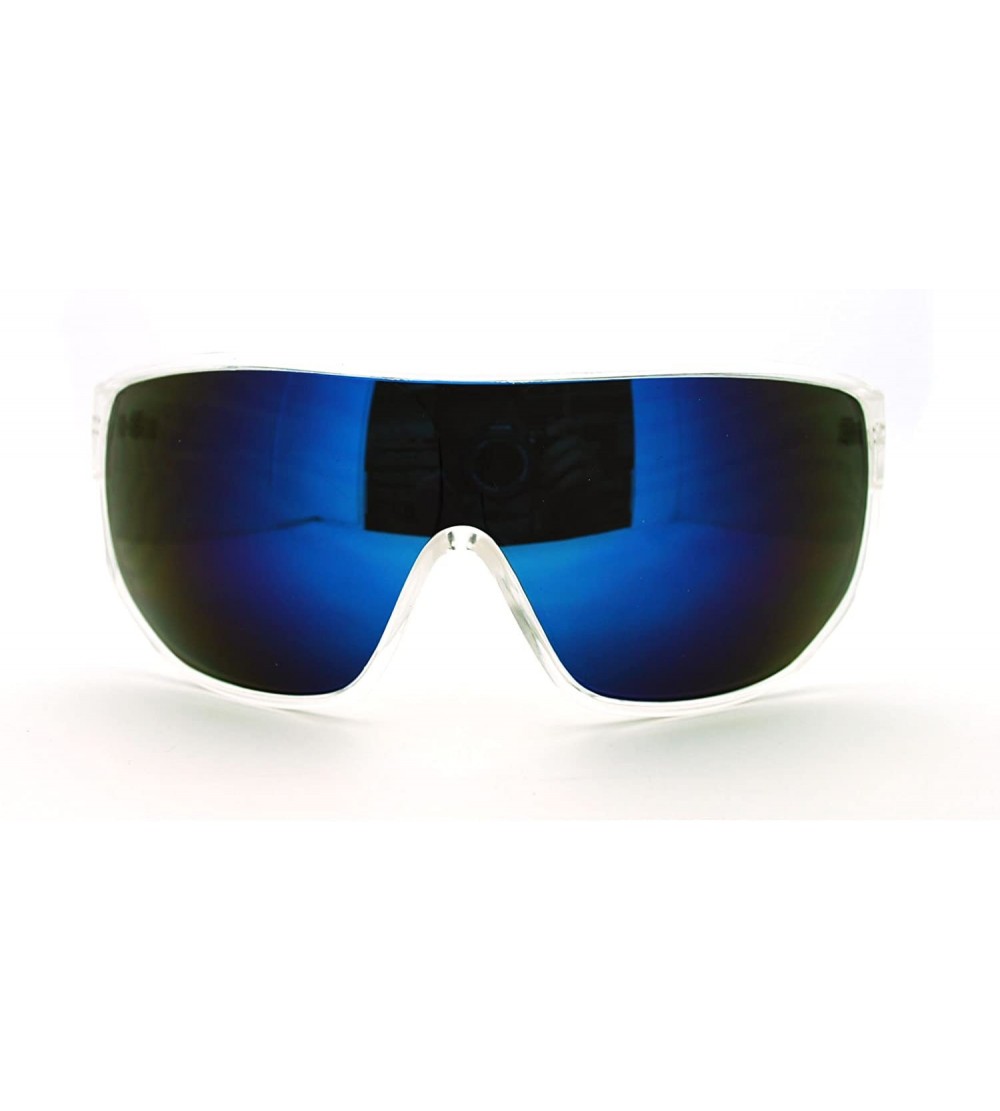 Wrap Futuristic Mens Oversized Shield Mono Lens Sport Warp Sunglasses - Clear - CU11J6WV1W1 $23.61