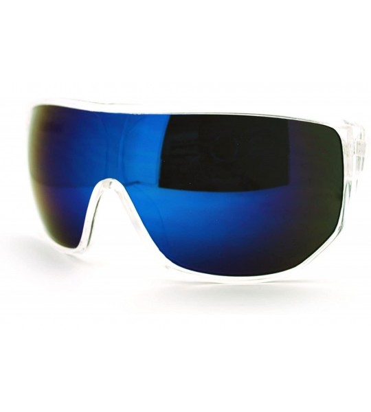 Wrap Futuristic Mens Oversized Shield Mono Lens Sport Warp Sunglasses - Clear - CU11J6WV1W1 $23.61