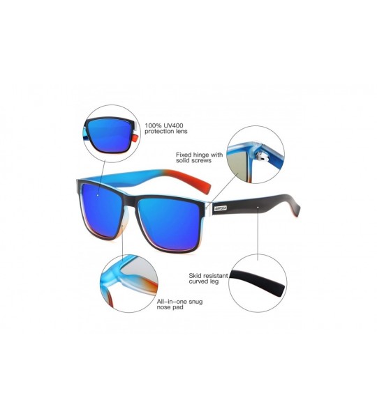 Rectangular Vintage Polarized Sunglasses for Men and Women Driving Sun glasses 100% UV Protection - CL18Y2SXZCU $34.43