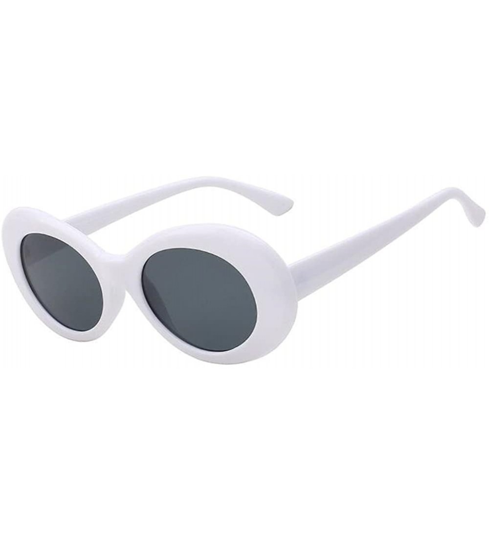 Sport Women Cateye UV400 Glasses Classic Retro Vintage Oval Sunglasses Eeywear - White Black - C918C75UEXZ $18.57