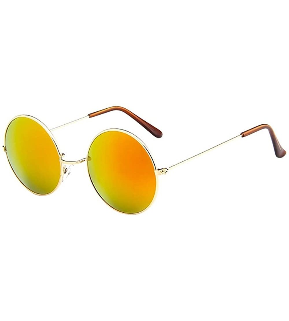 Square Circle Sunglasses Polarized Retro Vintage Style Round Metal Sunglasses Unbreakable Frame Fishing Sun Glasses - B - CL1...