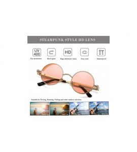 Goggle Vintage Round Steampunk Sunglasses for Women Men Retro Hippie Style Sun Glasses Circle Metal Frame - CP1993UUC2N $26.11