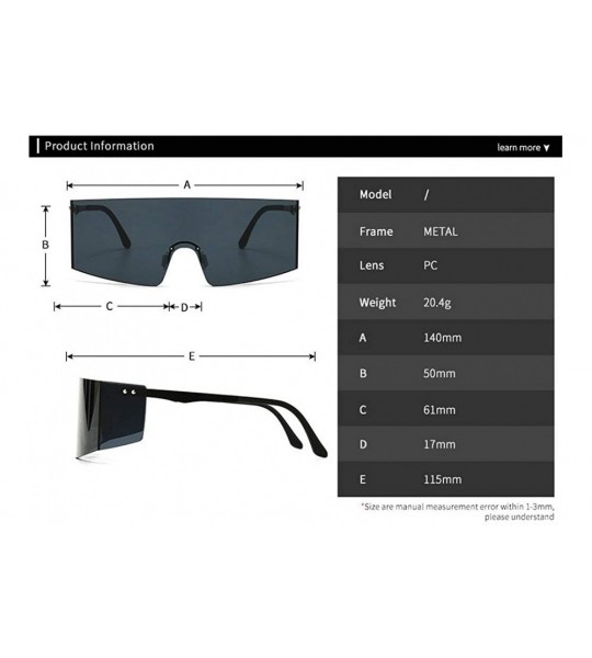 Goggle Oversized Shield Sunglasses Flat Top Gradient Lens Rimless Eyeglasses Women Men - Black - C4199HT5D36 $26.89