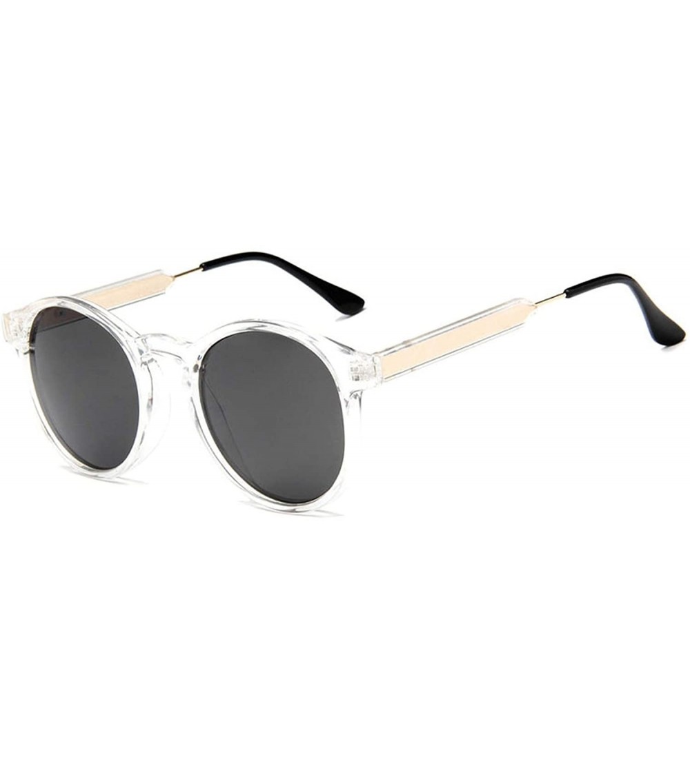 Oversized Retro Round Sunglasses Women Men Brand Design Transparent Female Sun glasses - 4 - CN18W7HXLGR $40.95