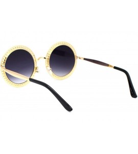 Round Rhinestones Round Circle Sunglasses Metal Frame Womens Shades UV 400 - Gold Multi-color (Smoke) - CA18XA48UDQ $25.63