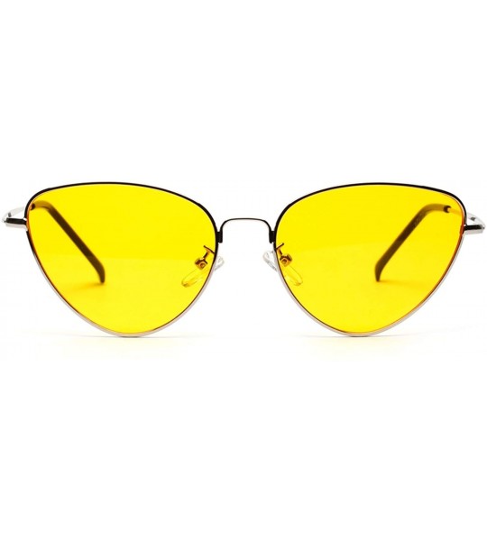 Oversized Retro Cat Eye Sunglasses Women Yellow Red Lens Sun glasses Sunglass for women Vintage Metal Eyewear - Yellow - C518...