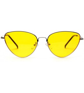 Oversized Retro Cat Eye Sunglasses Women Yellow Red Lens Sun glasses Sunglass for women Vintage Metal Eyewear - Yellow - C518...