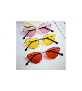 Oversized Retro Cat Eye Sunglasses Women Yellow Red Lens Sun glasses Sunglass for women Vintage Metal Eyewear - Yellow - C518...