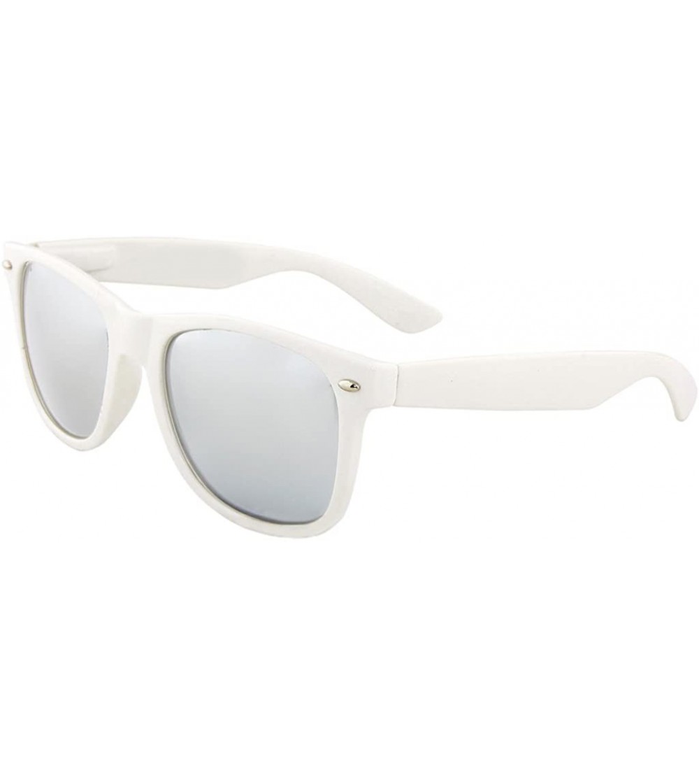 Oversized Men Women Sunglasses White Frame Silver Mirror Lens - CQ119OFMZI9 $16.33