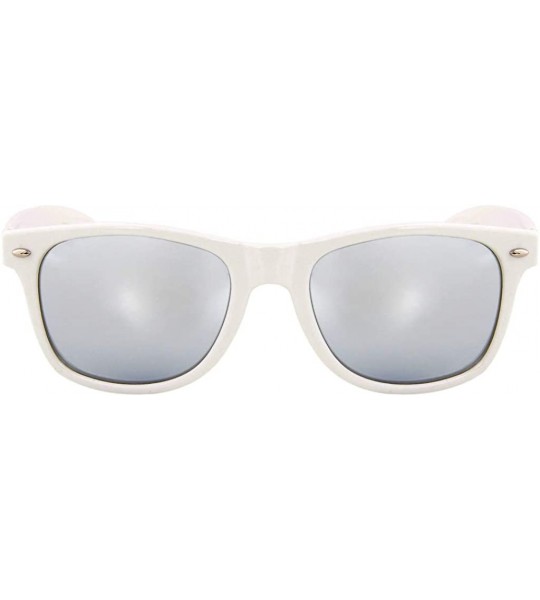 Oversized Men Women Sunglasses White Frame Silver Mirror Lens - CQ119OFMZI9 $16.33