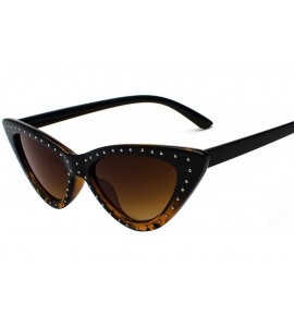 Cat Eye Lady Hip-hop Rock Small Cat Sunglasses Men Women Retro Metal Frame Eye Vintage Tiny Rivet Punk Sun Glasses - 2 - C219...