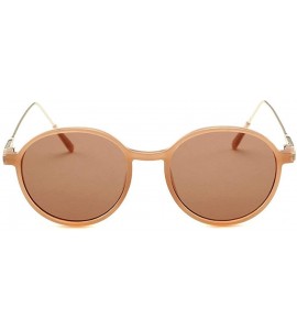 Oval Ladies Personality Round Sunglasses Brand Designer Retro Small Frame Oval Men Goggle - Brown - CB18WUO6QO5 $22.58