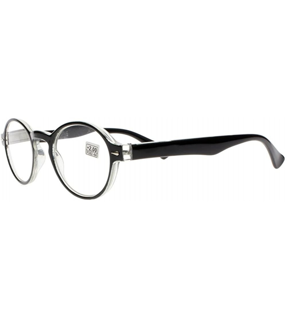 Round Stylish Oval Round Frame Silver Rivets Reading Glasses Comfort Fit Men and Women - Black - CR187N4GN44 $18.68
