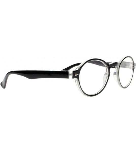 Round Stylish Oval Round Frame Silver Rivets Reading Glasses Comfort Fit Men and Women - Black - CR187N4GN44 $18.68