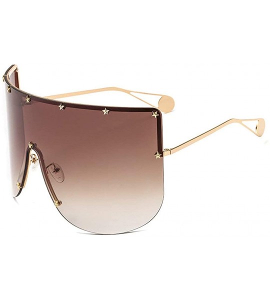 Square Vintage Sunglasses Oversized Windproof Glasses - Brown - CJ18NHXTI6D $25.43