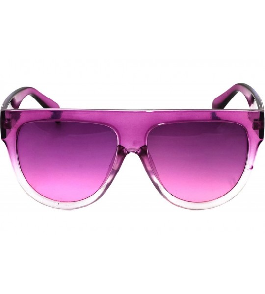 Oversized Vintage Shadow Designer Flat Top Aviator Oversize Women Gradient Sunglasses - Purple - White - CD1864WG2MT $18.19