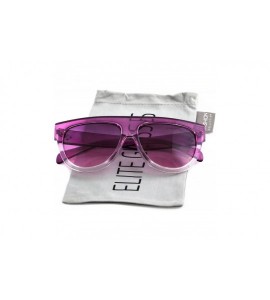 Oversized Vintage Shadow Designer Flat Top Aviator Oversize Women Gradient Sunglasses - Purple - White - CD1864WG2MT $18.19