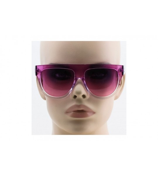 Oversized Vintage Shadow Designer Flat Top Aviator Oversize Women Gradient Sunglasses - Purple - White - CD1864WG2MT $18.19