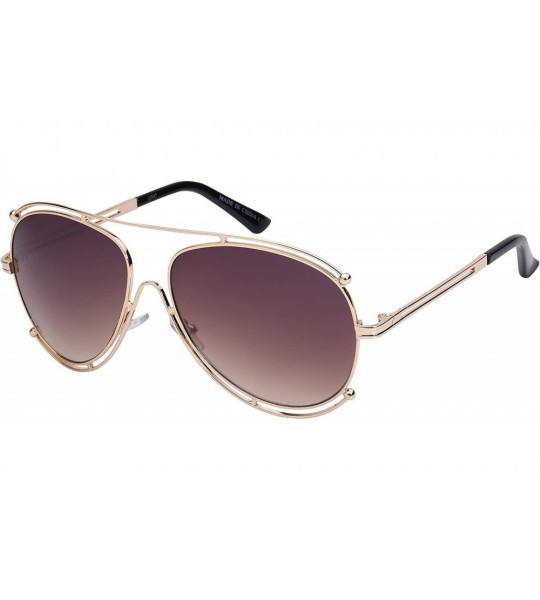 Aviator Double Floating Border Aviators w/Color Mirror Lens 23047-REV - Gold - CA12FN9HCR3 $18.29