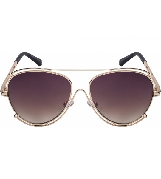 Aviator Double Floating Border Aviators w/Color Mirror Lens 23047-REV - Gold - CA12FN9HCR3 $18.29