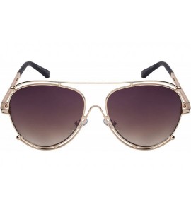 Aviator Double Floating Border Aviators w/Color Mirror Lens 23047-REV - Gold - CA12FN9HCR3 $18.29