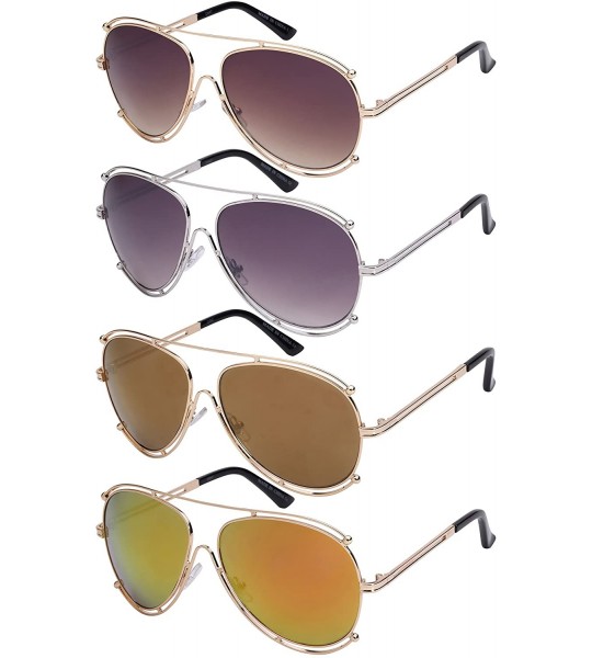 Aviator Double Floating Border Aviators w/Color Mirror Lens 23047-REV - Gold - CA12FN9HCR3 $18.29