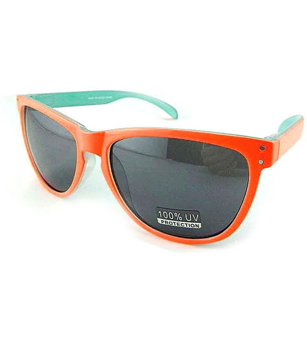 Wayfarer New Promotional Budget Wayfarer Retro Sunglasses - Neon 2-Tone - Orange - CC11F4Y56CB $17.82