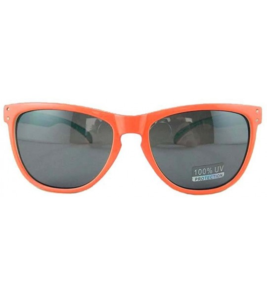 Wayfarer New Promotional Budget Wayfarer Retro Sunglasses - Neon 2-Tone - Orange - CC11F4Y56CB $17.82