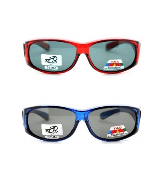 Oval 2 Extra Small Polarized Fit Over Sunglasses Wear Over Eyeglasses - Red / Blue - CD12LMD5UQJ $45.55