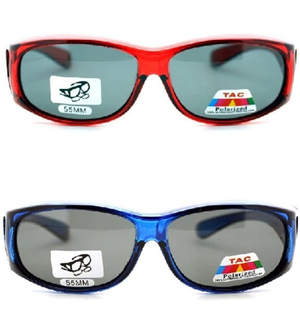 Oval 2 Extra Small Polarized Fit Over Sunglasses Wear Over Eyeglasses - Red / Blue - CD12LMD5UQJ $45.55