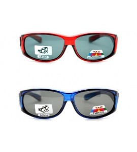 Oval 2 Extra Small Polarized Fit Over Sunglasses Wear Over Eyeglasses - Red / Blue - CD12LMD5UQJ $45.55