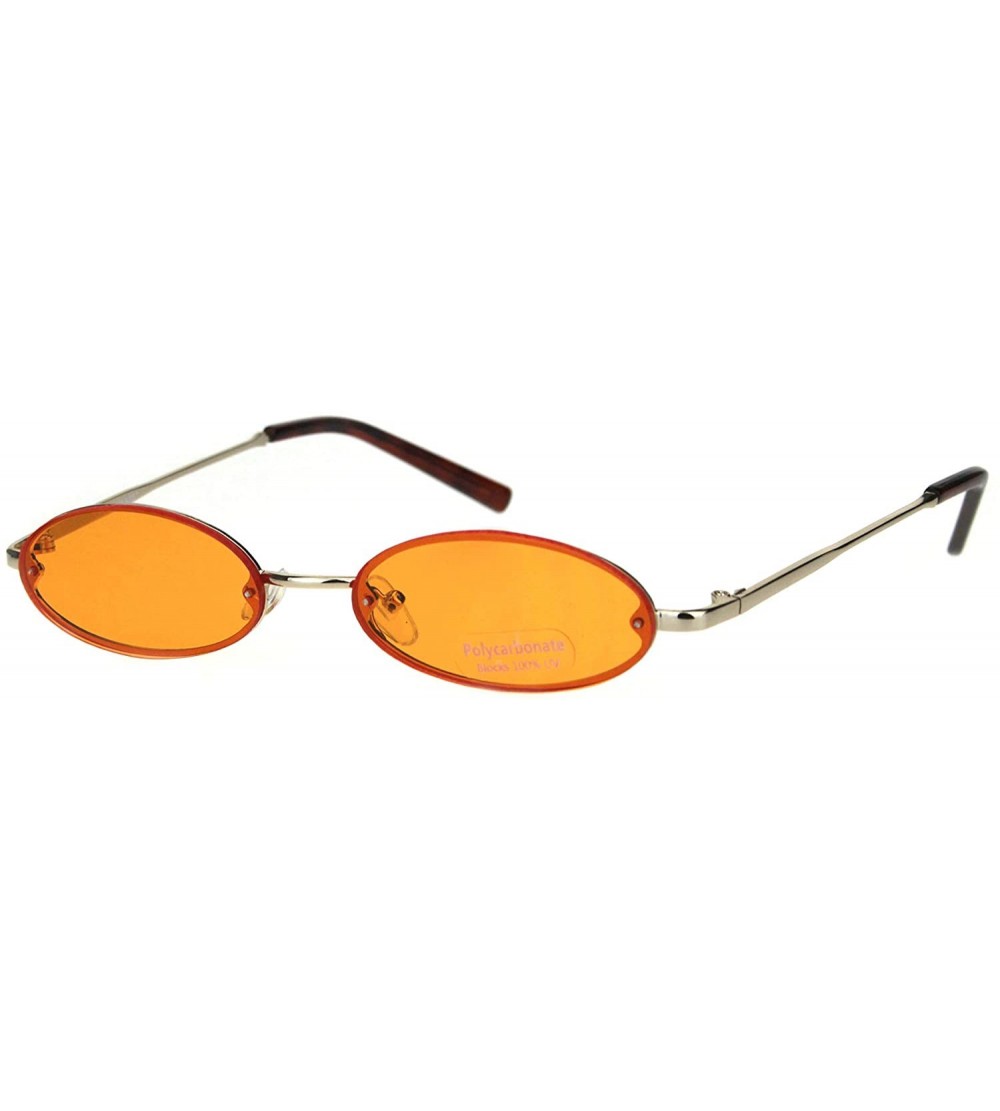 Oval Small Skinny Sunglasses Oval Rims Behind Lens Fashion Color Lens UV 400 - Gold (Orange) - CA18T3EO03I $21.96