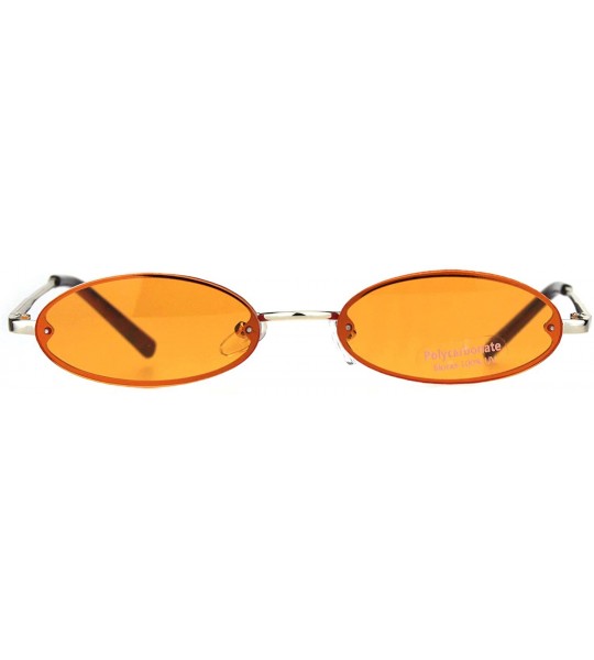 Oval Small Skinny Sunglasses Oval Rims Behind Lens Fashion Color Lens UV 400 - Gold (Orange) - CA18T3EO03I $21.96