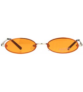 Oval Small Skinny Sunglasses Oval Rims Behind Lens Fashion Color Lens UV 400 - Gold (Orange) - CA18T3EO03I $21.96