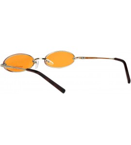 Oval Small Skinny Sunglasses Oval Rims Behind Lens Fashion Color Lens UV 400 - Gold (Orange) - CA18T3EO03I $21.96