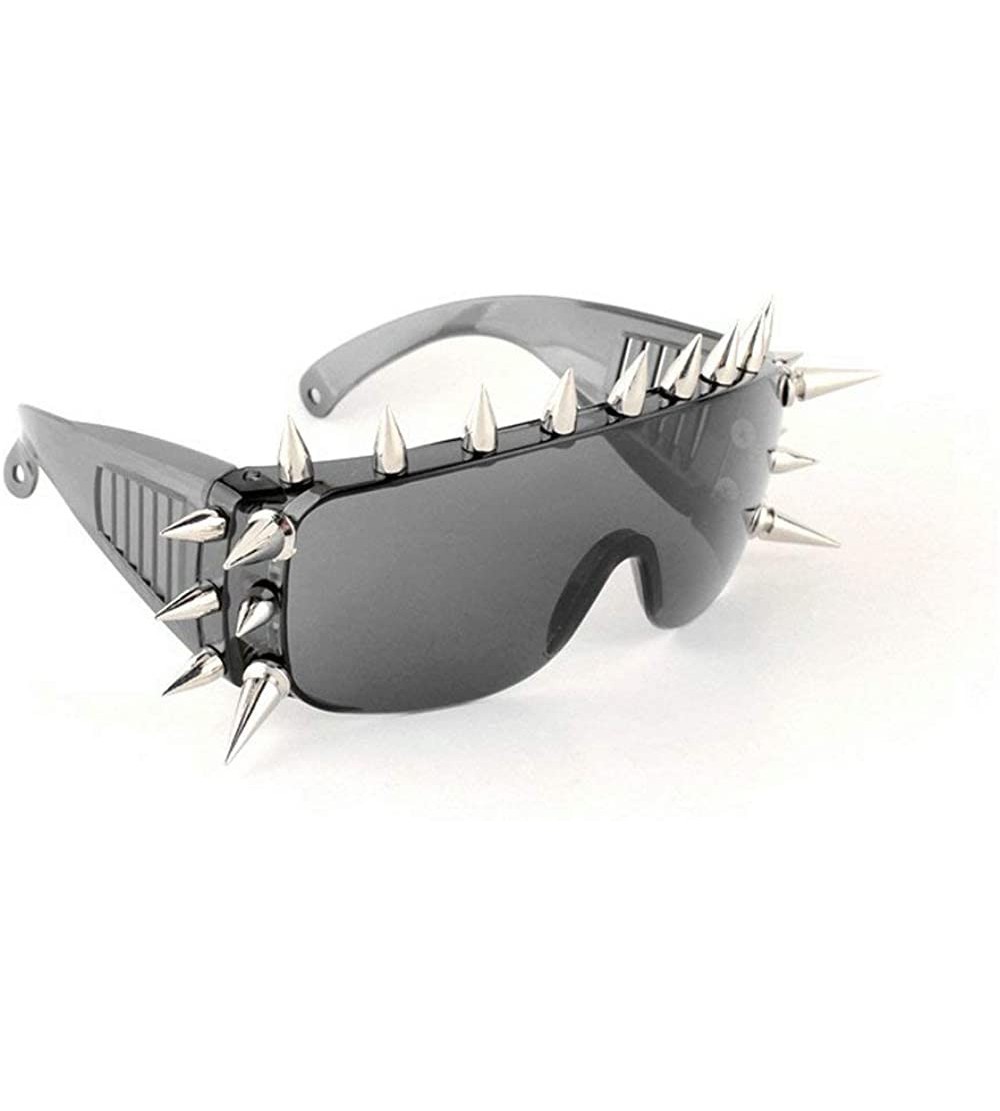 Shield New Rivet punk Sunglasses Men Women 2020 Glasses Brand Designer Retro Goggles Vintage Oversized Sunglasses UV400 - CH1...