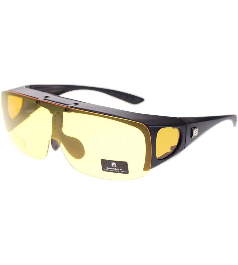 Oversized Barricade Large Mens Polarized Flip Up Fitover Sunglasses - Black Yellow - C711Q60YZQP $22.93