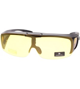 Oversized Barricade Large Mens Polarized Flip Up Fitover Sunglasses - Black Yellow - C711Q60YZQP $22.93