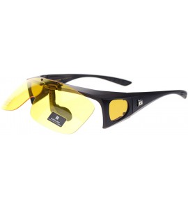 Oversized Barricade Large Mens Polarized Flip Up Fitover Sunglasses - Black Yellow - C711Q60YZQP $22.93