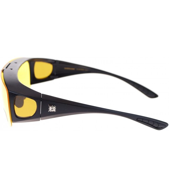 Oversized Barricade Large Mens Polarized Flip Up Fitover Sunglasses - Black Yellow - C711Q60YZQP $22.93