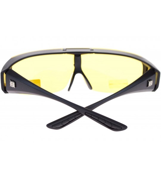 Oversized Barricade Large Mens Polarized Flip Up Fitover Sunglasses - Black Yellow - C711Q60YZQP $22.93