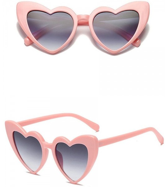 Round Women Retro Fashion Heart-shaped Shades Sunglasses Integrated UV Glasses - C - CX18UM9R5AW $16.85