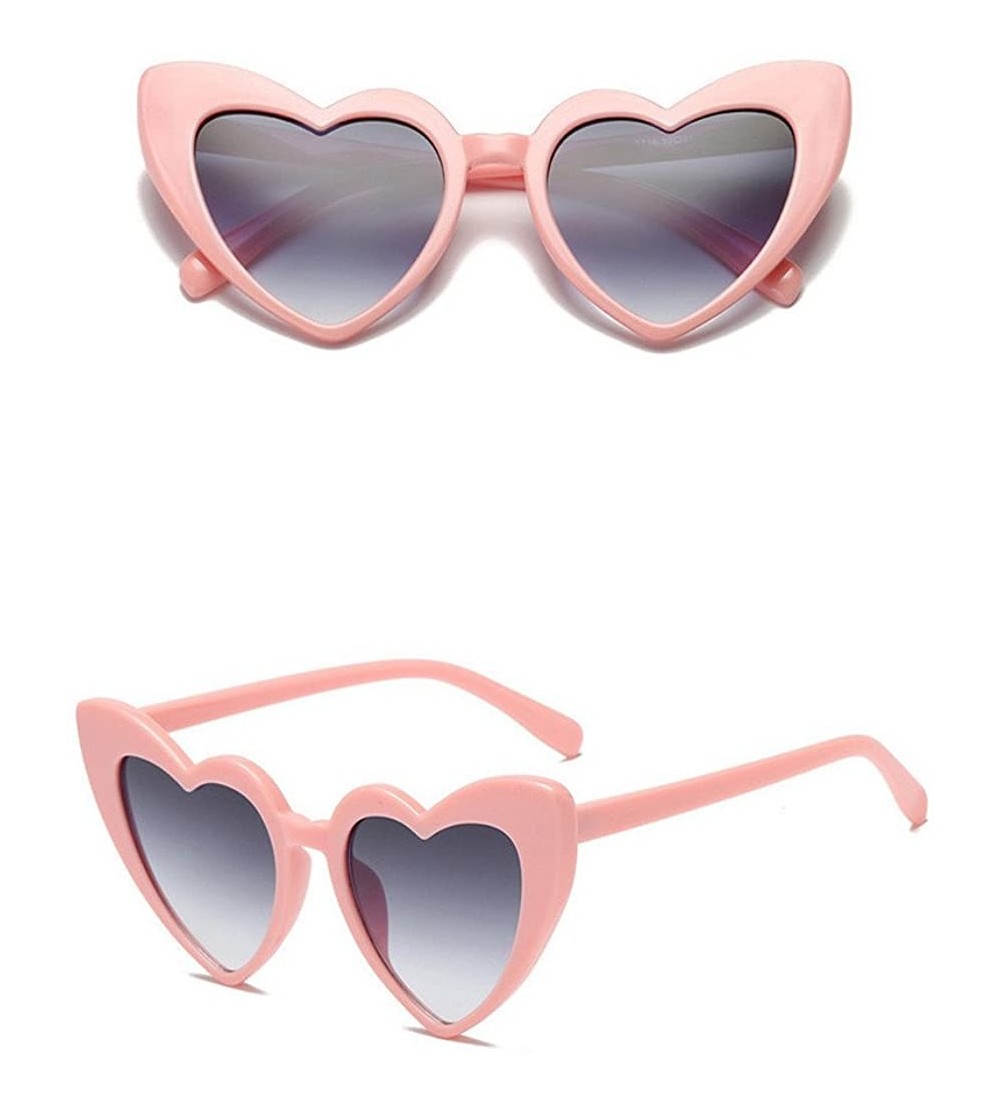 Round Women Retro Fashion Heart-shaped Shades Sunglasses Integrated UV Glasses - C - CX18UM9R5AW $16.85