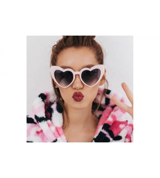 Round Women Retro Fashion Heart-shaped Shades Sunglasses Integrated UV Glasses - C - CX18UM9R5AW $16.85