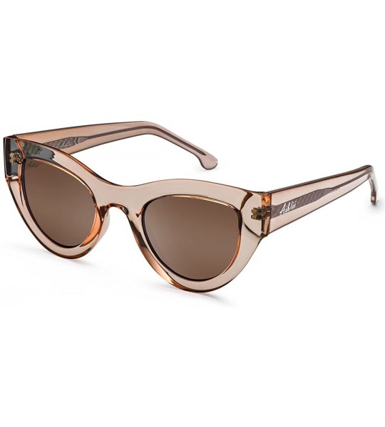 Round Polarized 80's Retro Cateye Sunglasses for Men Women - Light Brown - CL18EL60DL3 $42.40