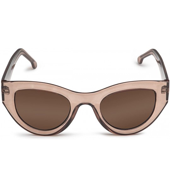 Round Polarized 80's Retro Cateye Sunglasses for Men Women - Light Brown - CL18EL60DL3 $42.40