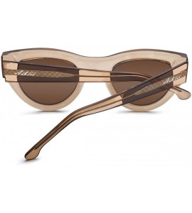 Round Polarized 80's Retro Cateye Sunglasses for Men Women - Light Brown - CL18EL60DL3 $42.40