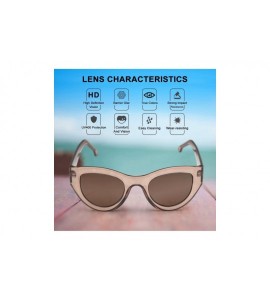 Round Polarized 80's Retro Cateye Sunglasses for Men Women - Light Brown - CL18EL60DL3 $42.40