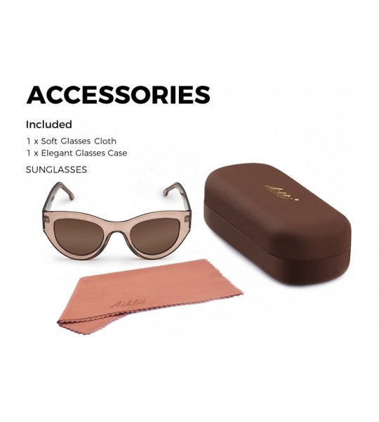 Round Polarized 80's Retro Cateye Sunglasses for Men Women - Light Brown - CL18EL60DL3 $42.40